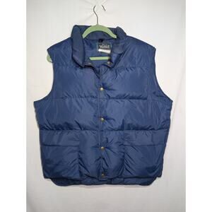 Woolrich Mens Vtg Down Puffer Vest Size Large Blue Snap Hiking Outdoors 90s USA